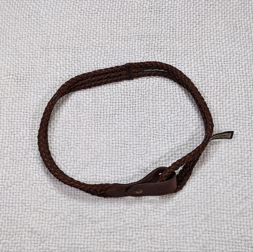 Vintage Ruff Hewn True American Western‎ Wear Brown Braided Leather Belt Size M - Picture 3 of 7